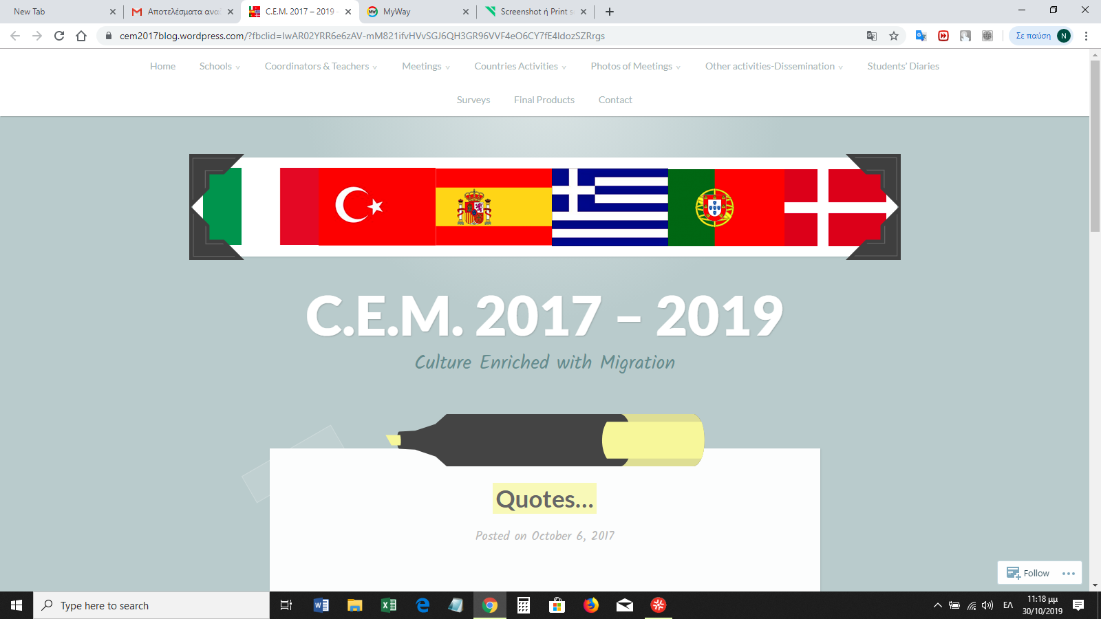 Screenshot website CEM